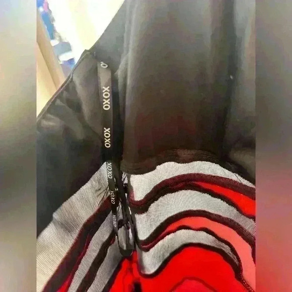 XOXO Colorblock Dress Orange Pink Sheer Panels Stretch Size M - Picture 5 of 15